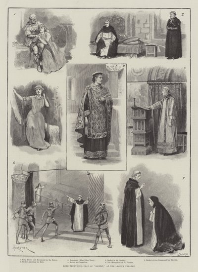 Il dramma di Becket di Lord Tennyson, al Lyceum Theatre da Amedee Forestier